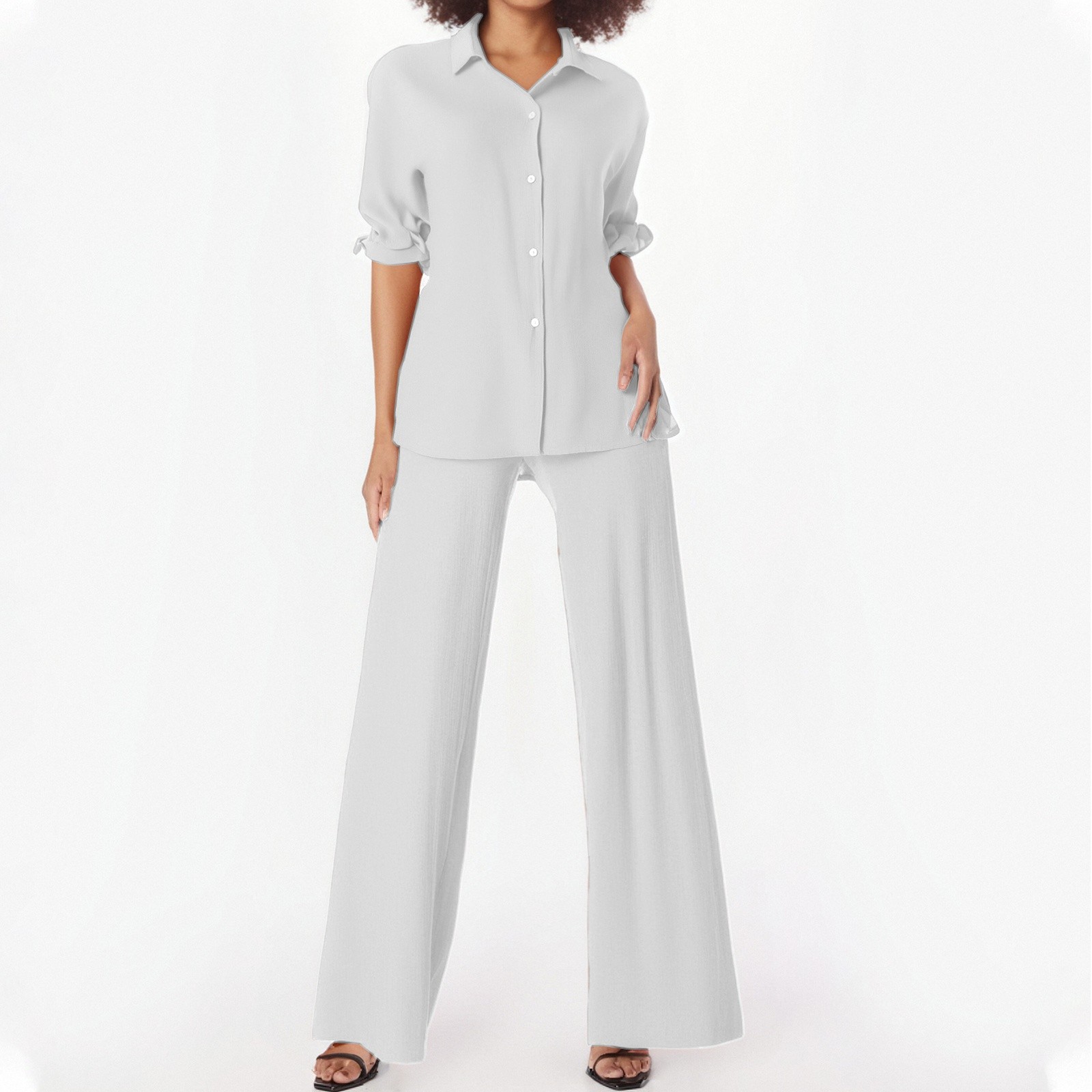 thumbnail image 2 of Nuevo conjunto informal de camisa para mujer: pantalones cortos de poliéster con cintura elástica, versátiles para el verano, para combinar con chaleco/camisa, tallas S-XXXXXL., 2 of 6